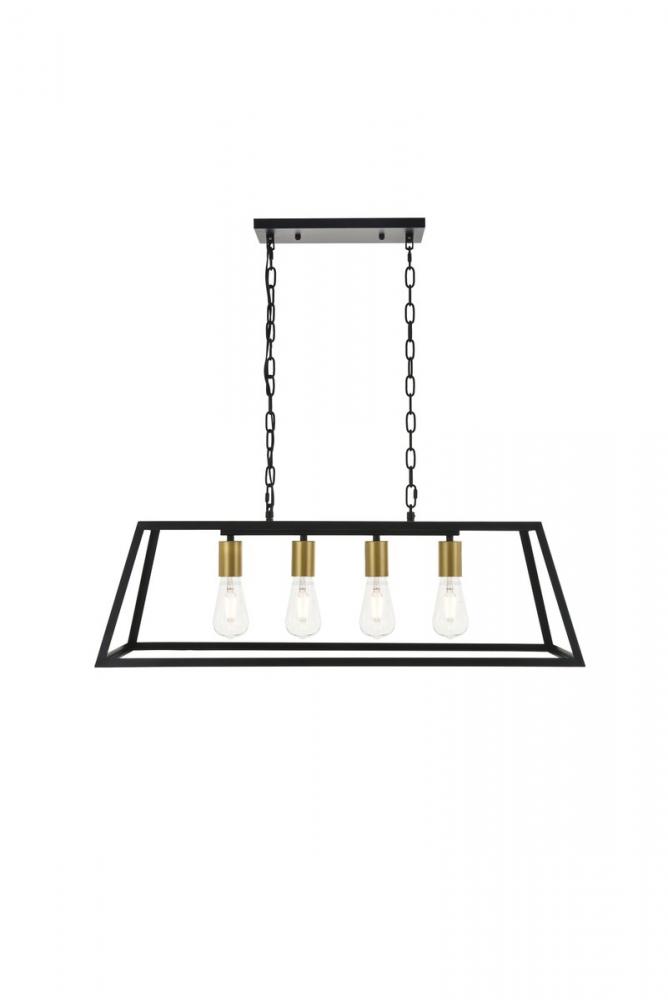 Resolute 4 Light Brass and Black Pendant