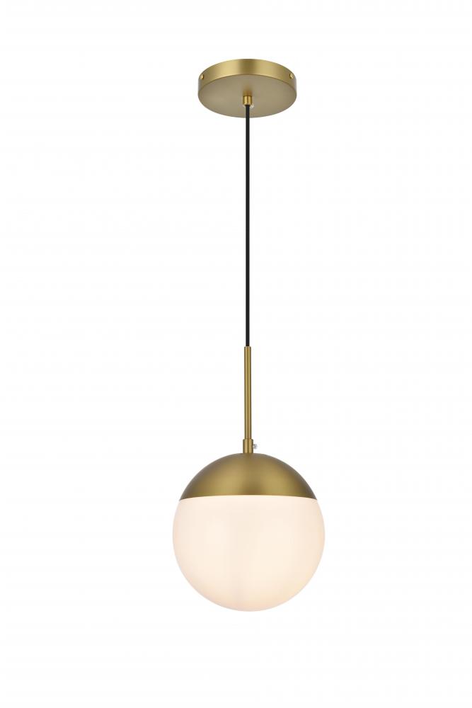 Eclipse 8 Inch Pendant Frosted White Shade in Satin Gold