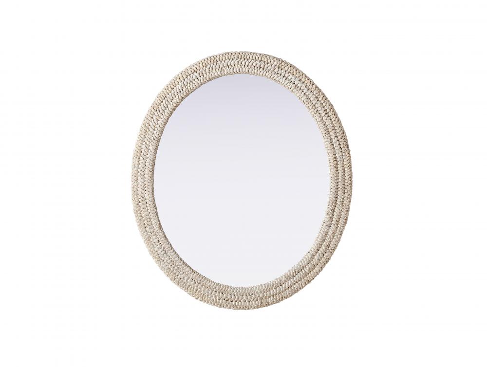 Oval Cornhusk Mirror 36x42 in Linen White