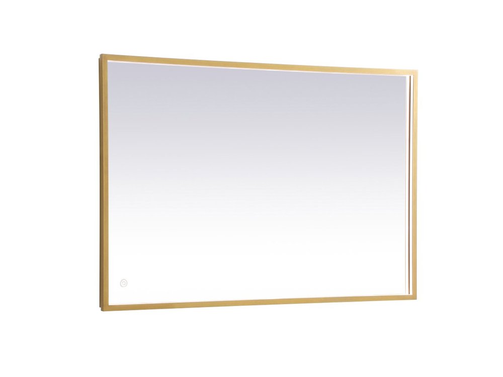 Pier 27x30 inch LED mirror with adjustable color temperature 3000K/4200K/6400K in brass