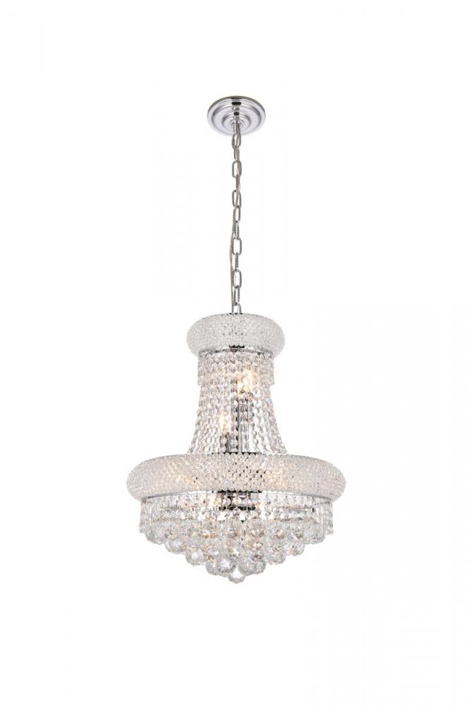 Primo 8 Light Chrome Pendant Clear Royal Cut Crystal