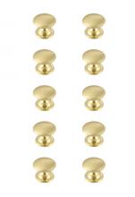 Elegant KB2004-GD-10PK - Kaid 1.2" Diameter Brushed Gold Mushroom Knob Multipack (Set of 10)