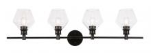 Elegant LD2320BK - Gene 4 Light Black and Clear Glass Wall Sconce