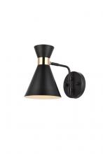 Elegant LD2353BK - Halycon 6 Inch Black Wall Sconce