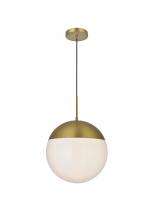 Elegant LD6044SG - Eclipse 14 Inch Pendant Frosted White Shade in Satin Gold