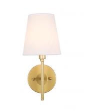 Elegant LD6185BR - Cason 1 Light Brass Amd White Shade Wall Sconce