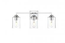 Elegant LD7314W23CH - Ronnie 3 Light Chrome and Clear Bath Sconce