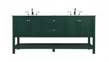 Elegant VF27072DGN - 72 Inch Double Bathroom Vanity in Green