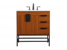 Elegant VF48832MTK - 32 Inch Single Bathroom Vanity in Teak