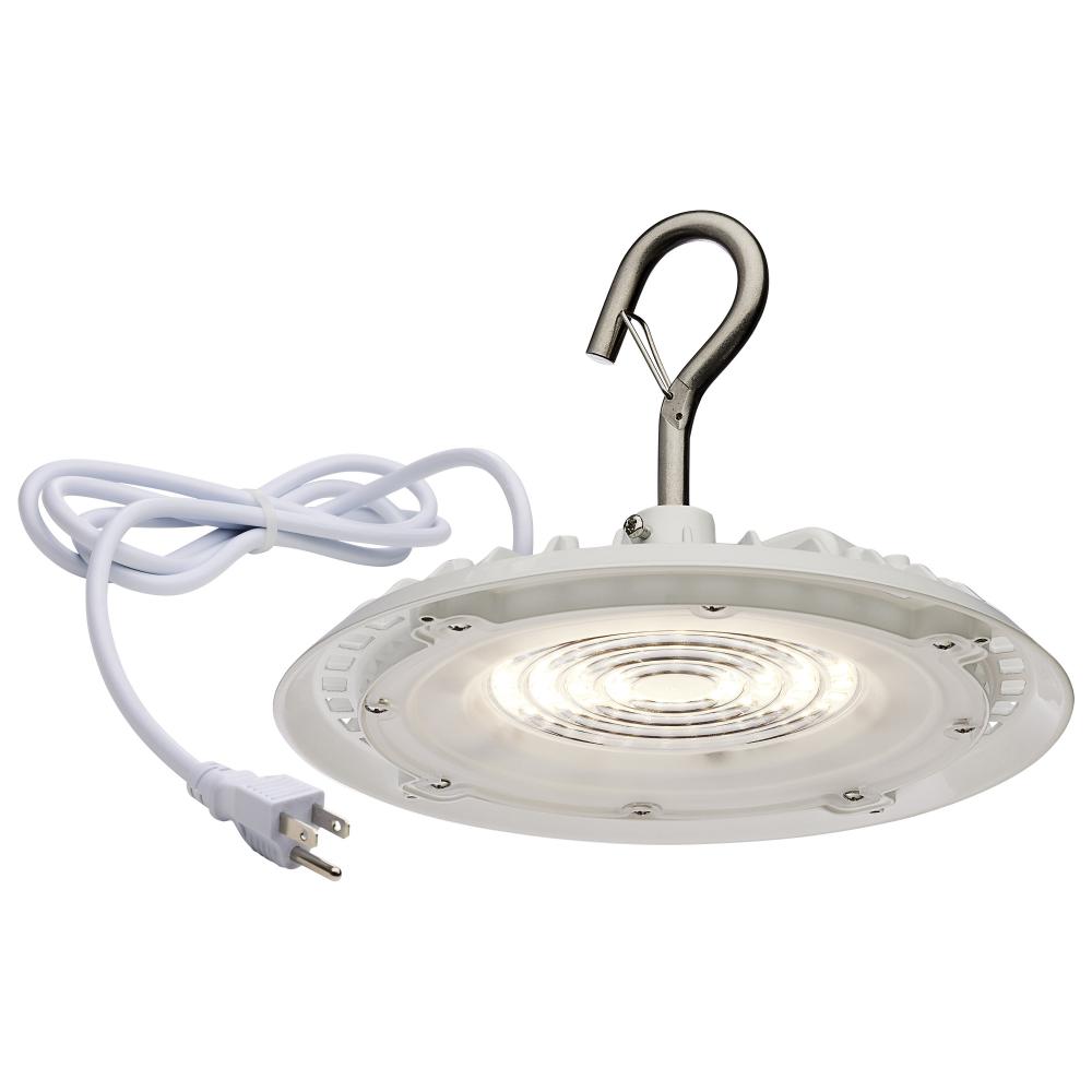 80 Watt; Hi-Pro Shop Light with Plug; 8" Dia.; 4000K; White Finish; 120 Volt