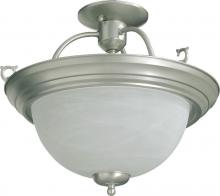 Quorum 2909-14-65 - Two Light Satin Nickel White Glass Bowl Semi-Flush Mount