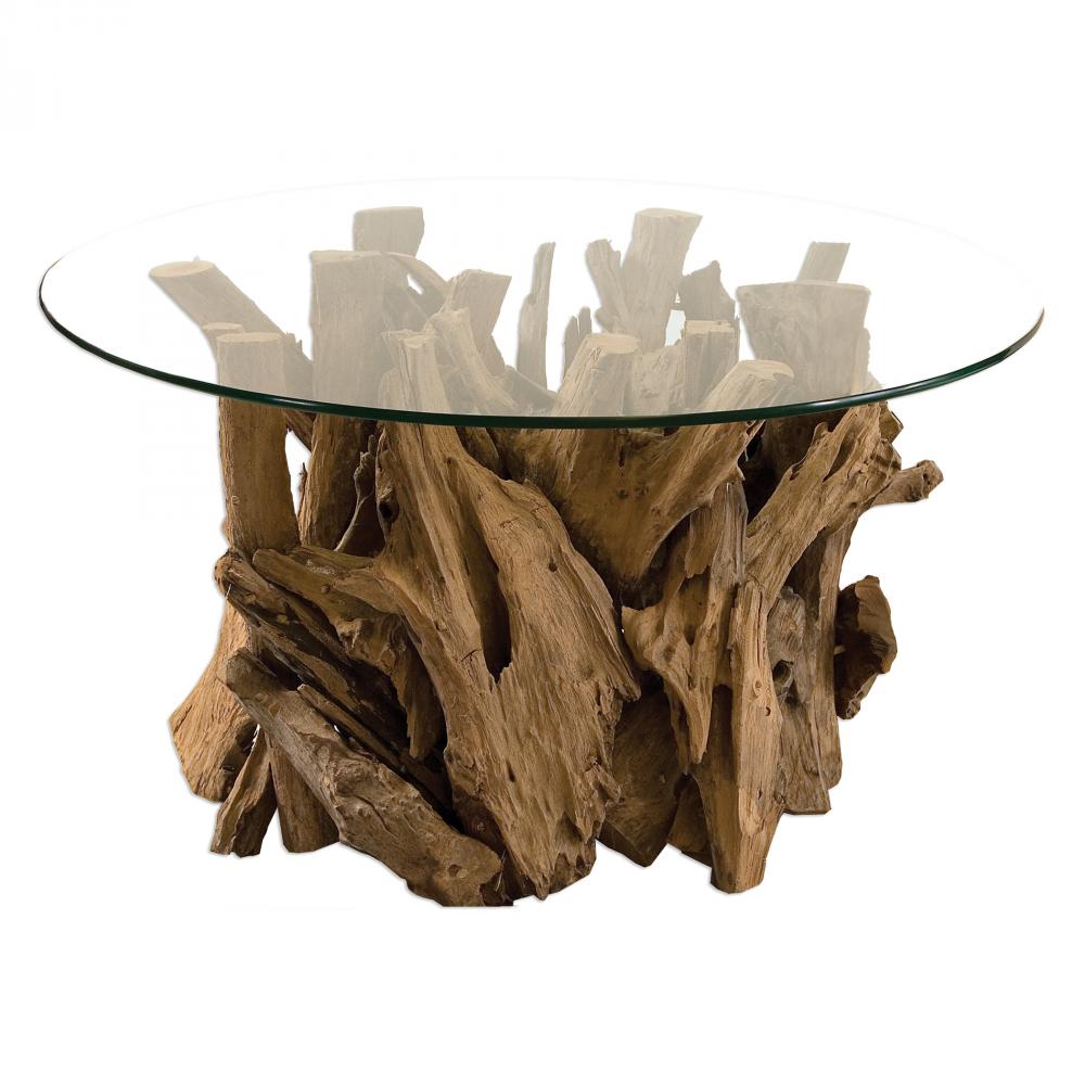 Driftwood Glass Top Cocktail Table