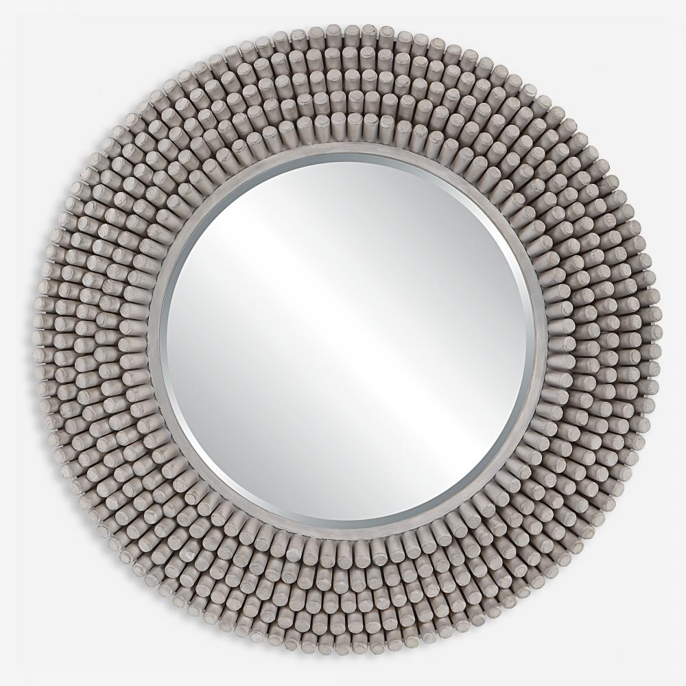 Portside Round Gray Mirror