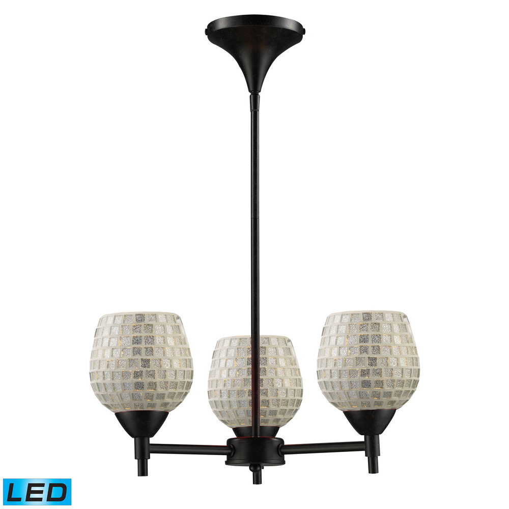 Celina 3 Light LED Chandelier In Dark Rust And S