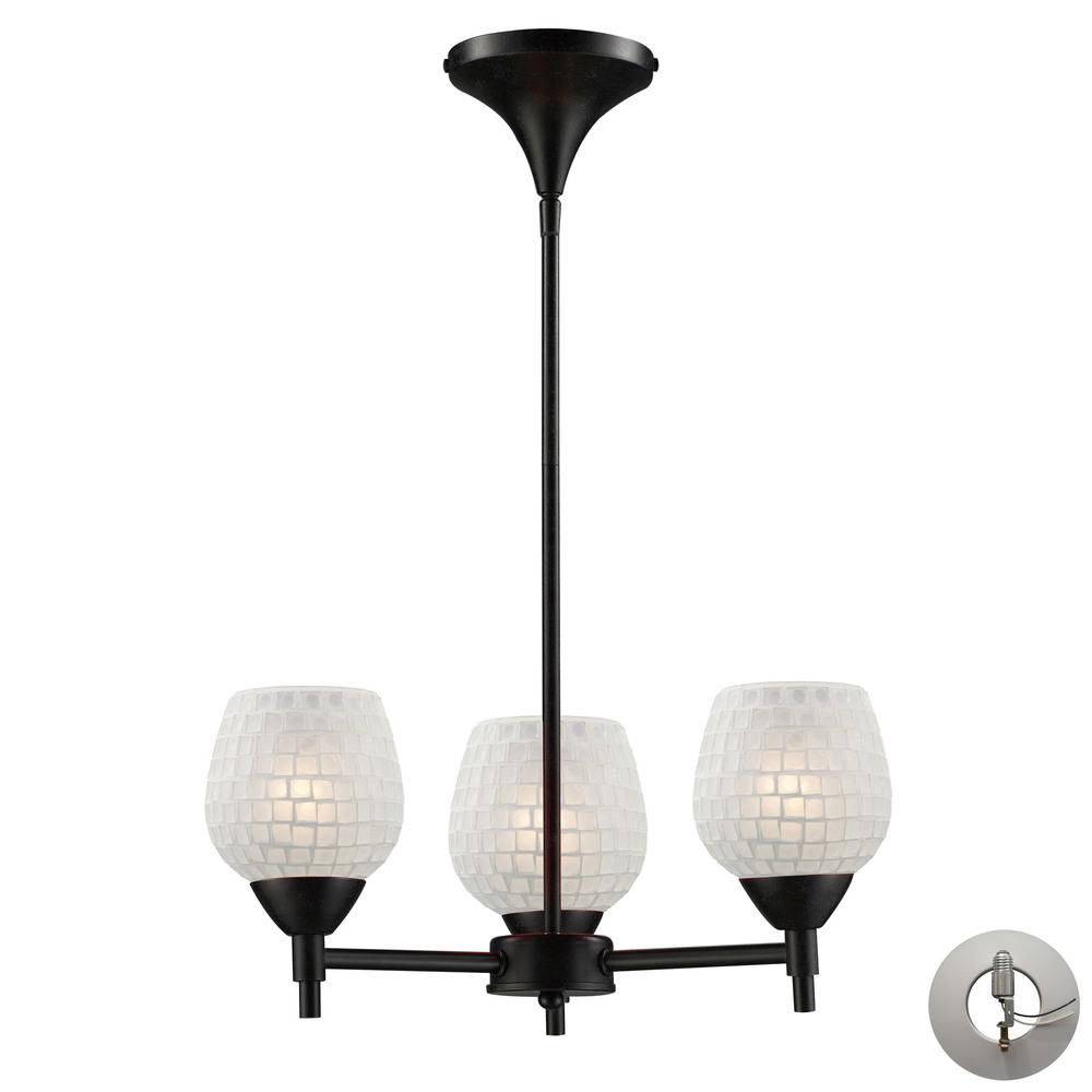 Celina 3 Light Chandelier In Dark Rust And White