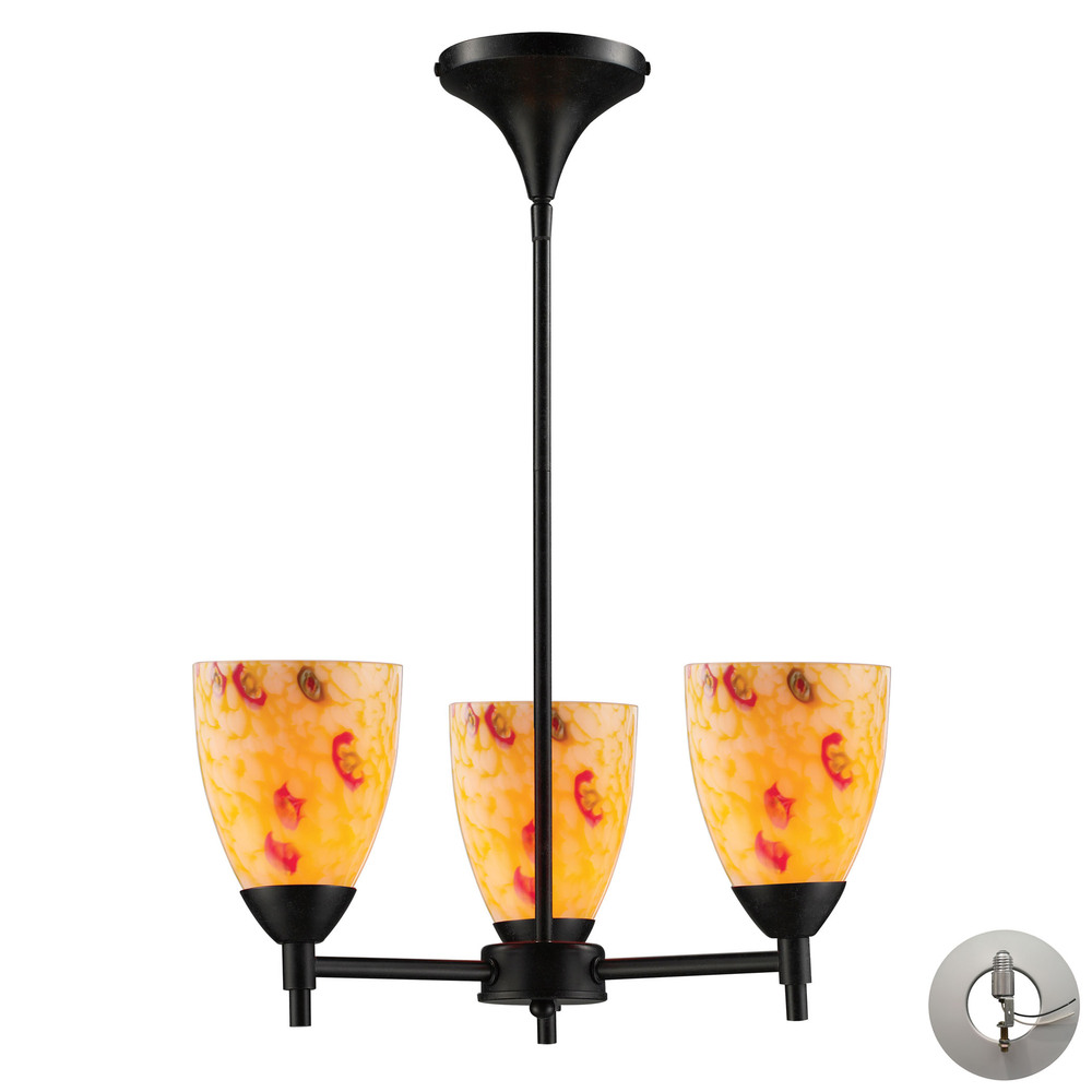 Celina 3 Light Chandelier In Dark Rust And Yello